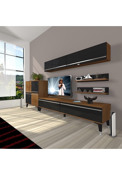 Decoraktiv Eko 6y Mdf Std Silver Tv Ünitesi Tv Sehpası Ceviz - Siyah