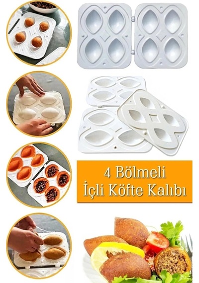 Pratik 4 Lü Içli Köfte Kalıbı Içli Köfte Aparatı - Içli Köfte Kalıbı 4 Bölmeli Plastik Beyaz Diğer