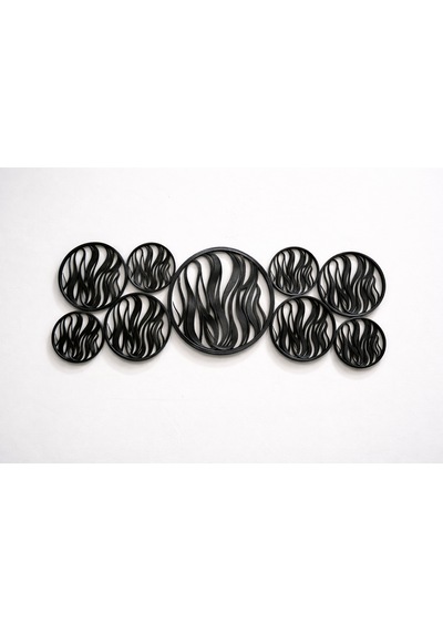 Minimalist 3d Dalga Formlu Wall Art 9 Parça Yuvarlak Dekor Paneli .