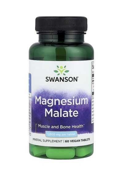 Swanson Vitamins, Magnesium Malate, 1,000 Mg, 60 Vegan Tablets