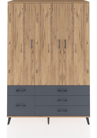 Hyperion Dolap 5 Raflı 5 Çekmeceli Tek Askılı 132x44x195 Çam-çam/antrasit Atlas Çam/antrasıt Hyperion Dolap 5 Raflı 5 Çekmeceli Tek Askılı 132x44x195 Çam-çam/antrasit Atlas Çam/antrasıt