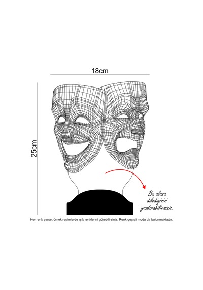 3D Led Lamba 3 Boyutlu Maske Kişiye Özel Hediye Gecelambası
