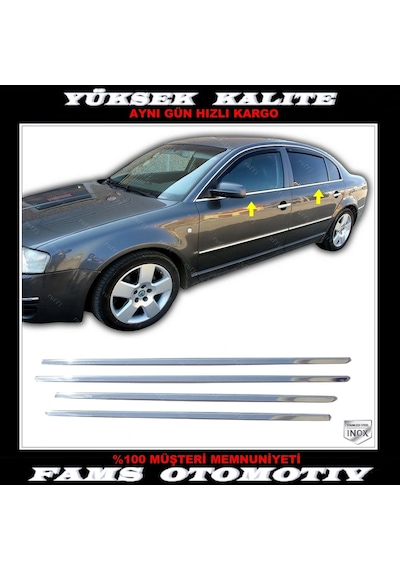 Skoda Superb Paslanmaz Krom Cam Çıta 4 Prç 2001-2008 Arası