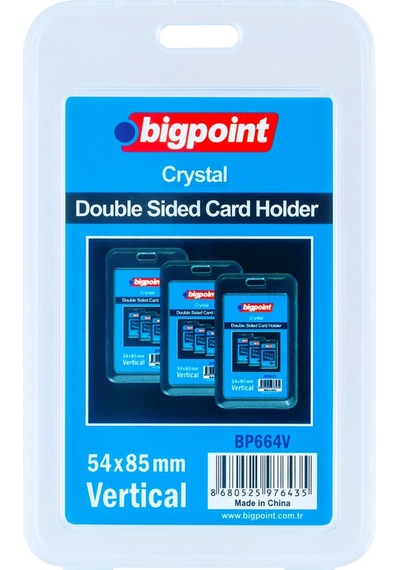Bigpoint Çift Taraflı Kart Kabı Kristal Dikey Şeffaf 54x85mm X 10 Adet