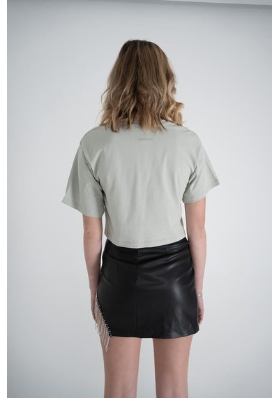 Holly Lolly Kısa Kol Bisiklet Yaka Basic Viole Tshirt Haki