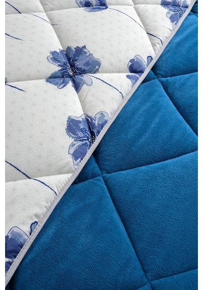 Nordelle Battal Boy Lüx Wellsoft Yorgan Çift Taraflı - 2 Adet Yastık Kılıflı Yorgan Seti 215x235 Cm Mavi