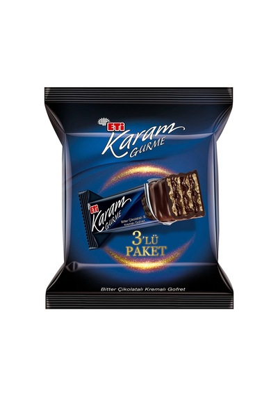 Eti Karam Gurme Bitter Çikolata Kremalı Gofret 3'lü 150 G - 8 Adet Tarı