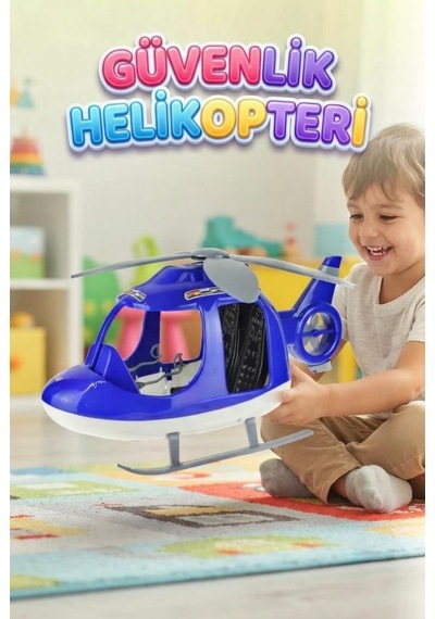 Geniş Kokpit Tasarımlı 45 Cm Polis Helikopteri Manuel Dönen Pervaneli Oyuncak Güvenlik Helikopteri
