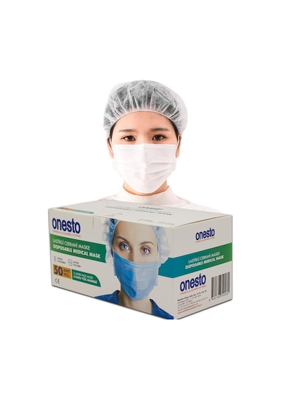 Onesto 3 Katlı Telli Cerrahi Maske 50 x 10 Adet