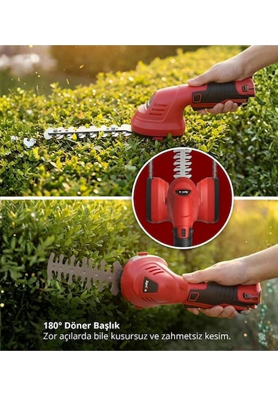 Aprilla AGT-1866 7.2V 2000MAH Döner Sap Yeni Model Şarjlı Çit Çim Kesme Makinesi