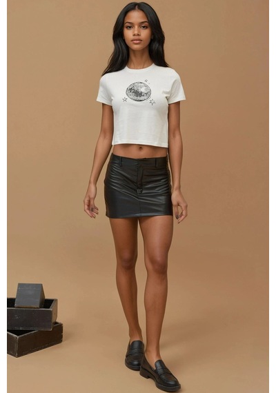 Hiccup Baskı Detaylı Regular Fit Bisiklet Yakalı %100 Pamuklu Crop T-shirt Gümüş Gri Hiccup Baskı Detaylı Regular Fit Bisiklet Yakalı %100 Pamuklu Crop T-shirt Gümüş Gri