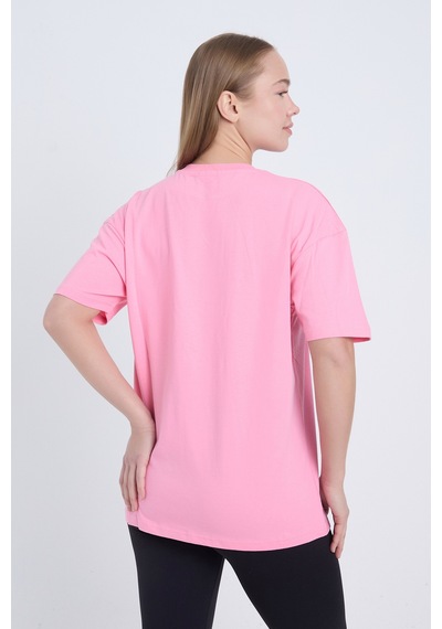 Velvoria Oversize Kadın Here For You Baskılı Pembe Renk T-shirt