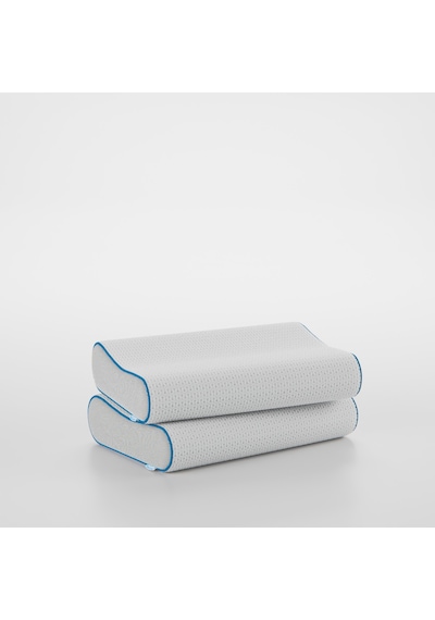 FOM 2'li Mini Flex Visco Çocuk Ve Seyahat Uyku Yastık Kampanyası Ortopedik, 50 x 30 x 11/9 Beyaz