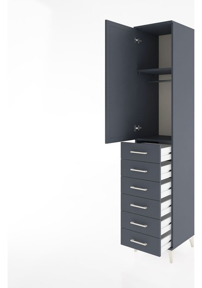 Hyperion Dolap 2 Raflı 6 Çekmeceli Tek Askılı 44x44x221 Antra... Antrasit