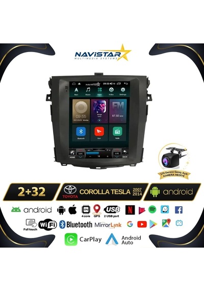 Toyota Corolla 2007-2014 Tesla Model 2gb + 32gb Kablosuz Carplay