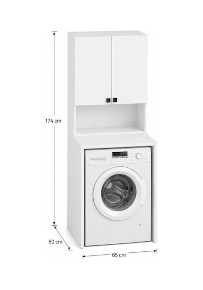 Susa Çamaşır Makinesi Üst Dolabı Çok Amaçlı Banyo Ve Çamaşır Odası Düzenleyici Raflı Kapaklı Depolama Dolabı Beyaz