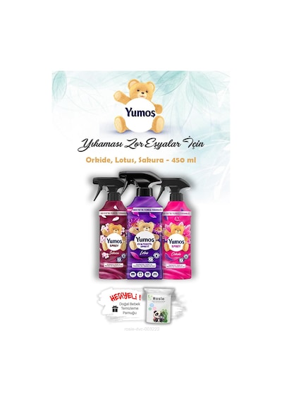 Orkide, Lotus Ve Sakura 450 Ml Yıkaması Zor Eşya Spreyi Yumoş Rosıe Hediye Tekli