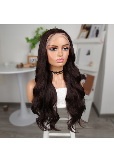 Kahve Karamel Fiber Sentetik Geniş Dalgalı Tül Peruk - Zmff-582481 Renkli