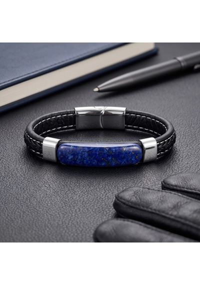 Moncuk Design Lapis Royal Doğal Taşlı Deri Çelik Erkek Bileklik 33512b1d16 Çok Renkli