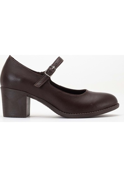 Analin Shoes Kadın Hakiki Deri Bantlı Topuklu Ayakkabı Kahve