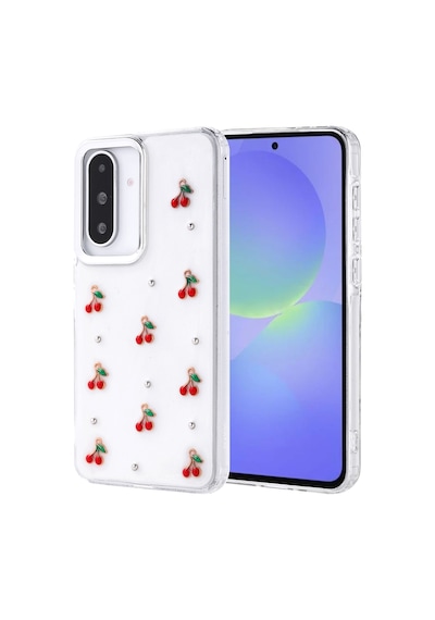 Zore Galaxy A36 Kılıf Airbag Tasarımlı Simli Şeffaf Nvth Kutup Kapak - Kiraz