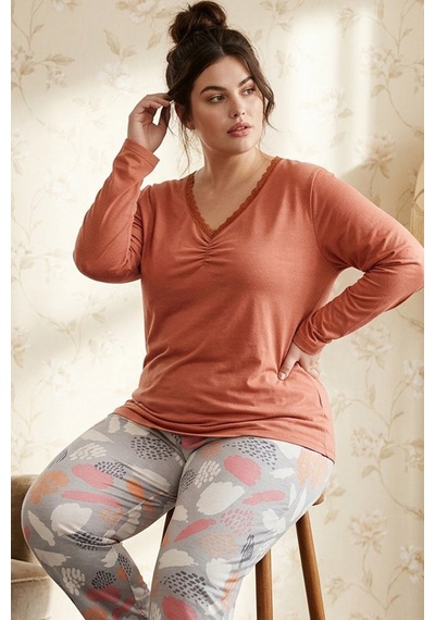 Siyah İnci Desenli Büyük Beden Battal Boy Viskon Örme Pijama Takım 26224801 Somon Siyah İnci Desenli Büyük Beden Battal Boy Viskon Örme Pijama Takım 26224801 Somon