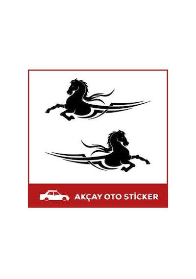 (2 Adet) Uçan At Sticker At Araç Sticker Zafer Oto Sticker