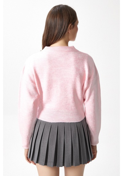 Ritnice Kadın Tilia Crop Pembe Örgü Hırka Pembe