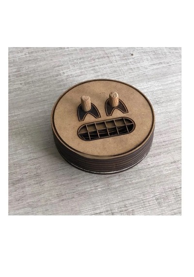 Ahşap Figürlü 6'lı Bardak Altlığı Dekoratif Silinebilir Emojiler
