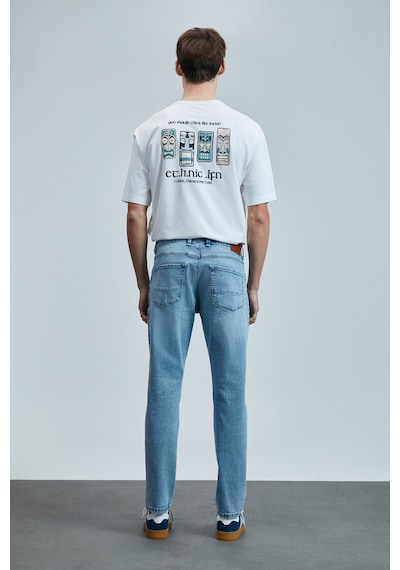 Lufian Nıcolo Smart Jean Erkek Pantolon Slim Fit Mavi Mavi 111200190100300 Mavi
