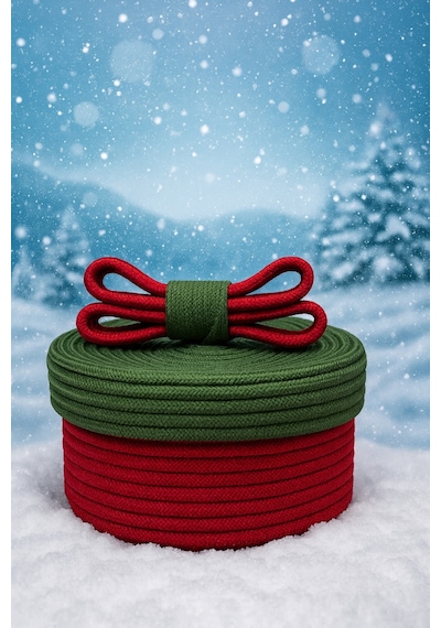 Mavaux Christmas 4 Lü Jüt Halatlı Dekoratif Hediye Sepeti Seti Kırmızı Yeşil Noel Sepeti Çok Renkli 12 X 23