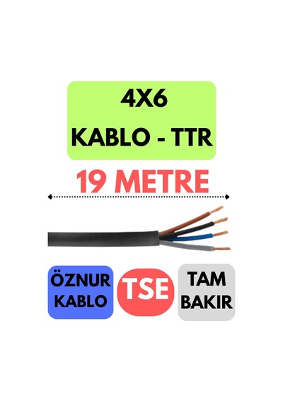 Öznur 4x6 Ttr Kablo Metre Seçenekli Siyah - 19 Metre