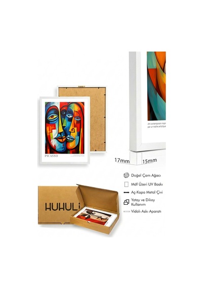 Beyaz Ahşap Çerçeveli Pablo Picasso Tablo Seti Huhu547
