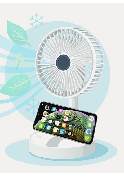 Coverzone Yüksekliği Ayarlanabilir 31cm - 37 Cm Taşınabilir Masaüstü Mini Usb Fan Şarj Edilebilir Telefon Tutucul