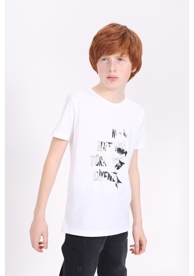 Toontoy Unisex Çocuk Atatürk Baskılı Tişört Beyaz