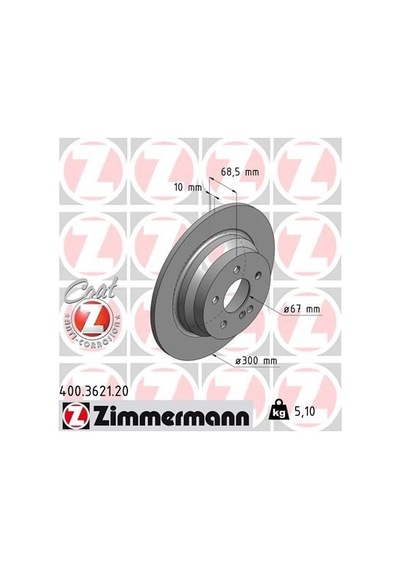 Zımmermann Fren Dıskı Arka Mercedes W211 S211 C218 W212 S212 IS00-ZIMMERMANN 400.3621.20