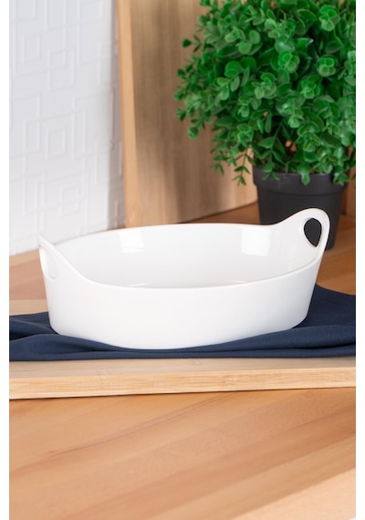 Acar Bianco Perla Oval Kulplu Kase - 26 Cm