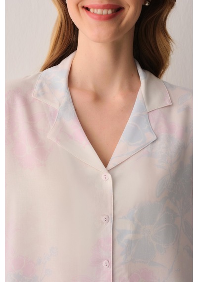 Suwen Kaitlyn Gömlek Yaka Şort Pijama Takımı Sh26526667b334 Pembe