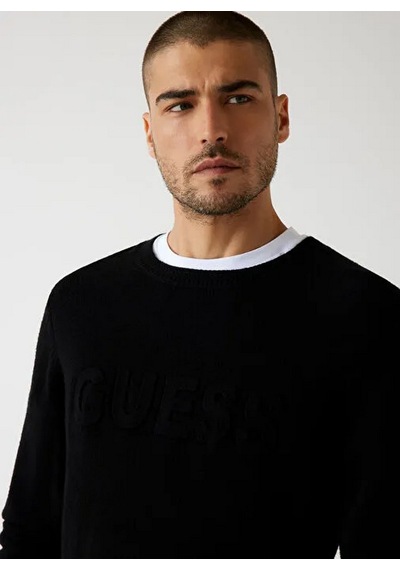 Guess M5br35z2zk2 Ls Cn 3d Guess Logo Erkek Sweatshirt Siyah