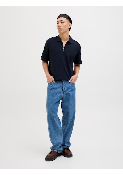 Jack & Jones Jjeaustın Zıp Polo Ss Noos Navy Navy