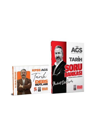 2026 Ags Tarih Ders Notu + Soru Bankası Tamamı Çözümlü 2 Li Set Retro Yayıları