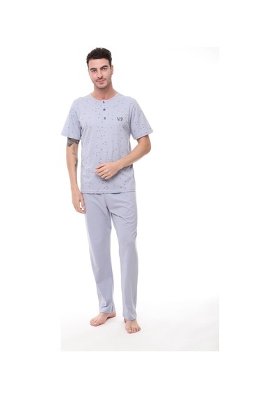 Pijadore 1411 Erkek Büyük Beden Kısa Kollu Düğmeli Pijama Takım 001