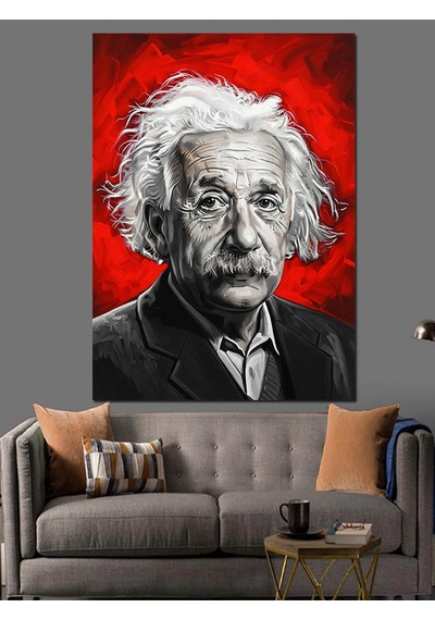 Ahşap Tablo Albert Einstein Kırmızı Portre