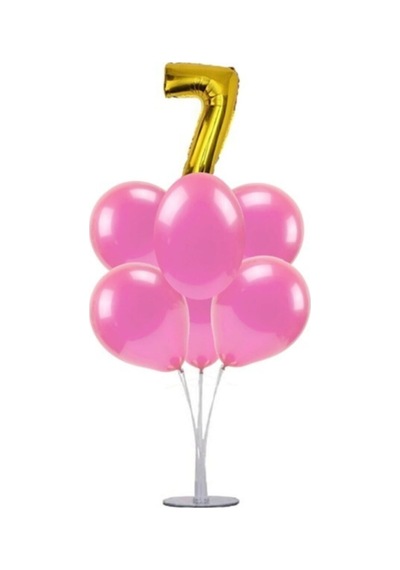 7 Yaş Rakam Folyo Balon Altın Gold 40 CM Balon Stand. 6 Adet Bal