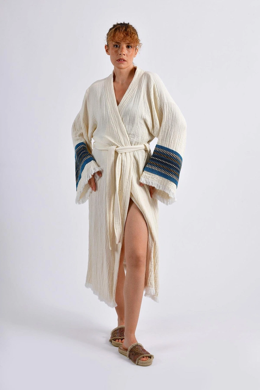 Brandsmithshop Naturel Symbol Nomad Kimono - Mavi Ton Çok Renkli