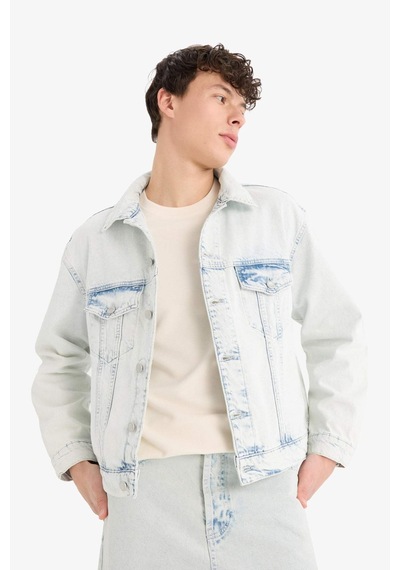 DeFacto %100 Pamuk Oversize Geniş Kalıp Mevsimlik Baharlık Jean Ceket D7741AX25SPNM63