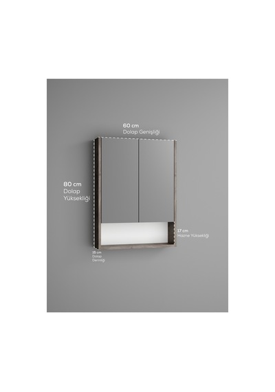 Lotus Banyo Dolabı Aynalı Raflı Kapaklı 7001