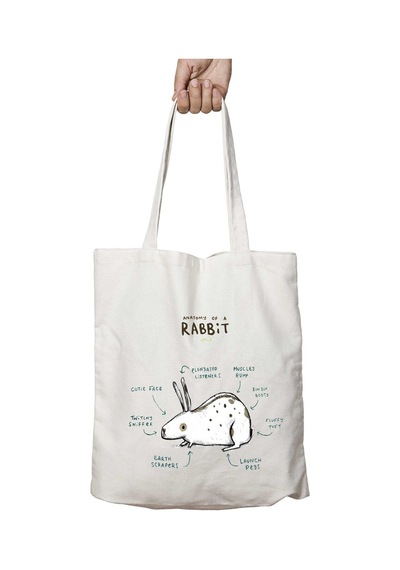 Art Hediye Tavşan Anatomisi Anatomy Of A Rabbit İki Taraf Kalıcı Yıkanabilir Okul Plaj Omuz Bez Çanta Çok Renkli