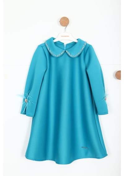 Xo Kids Kız Çocuk Elbise 4-8 Yaş 9096 Mavi
