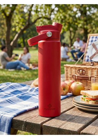 Puccon 750 Ml Kırmızı Paslanmaz Çelik Termos/matara/suluk